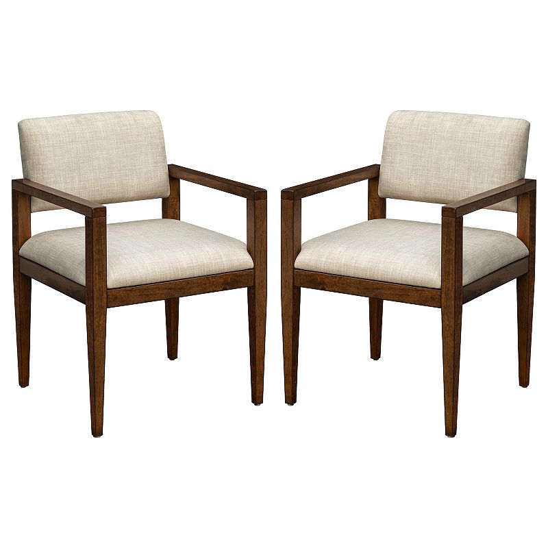 Set of 2 Benson Dining Armchairs with Cushioned Seat & Wood Frame - Ink+Ivy