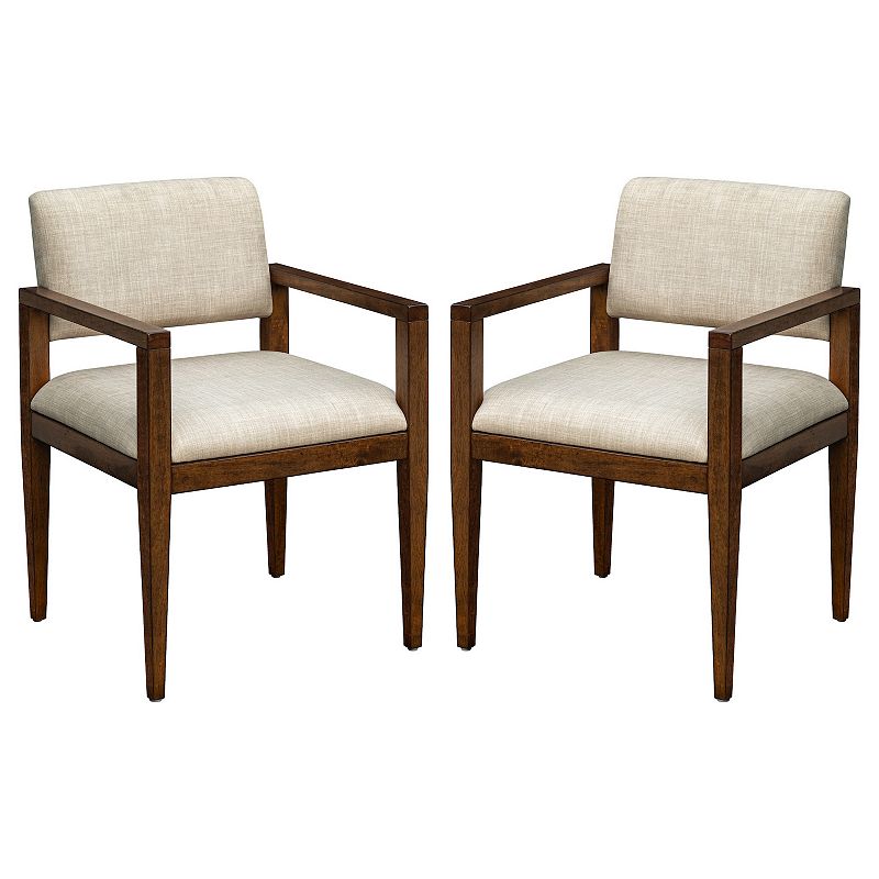 Set of 2 Benson Dining Armchairs with Cushioned Seat & Wood Frame - Ink+Ivy