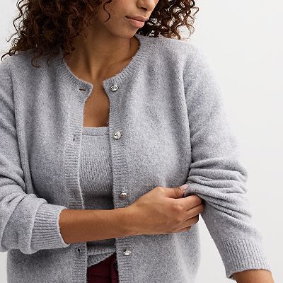 Juniors' SO® 2-pc. Tank Top & Rhinestone Cardigan Sweater Set Juniors' SO® 2-pc. Tank Top & Rhinestone Cardigan Sweater Set