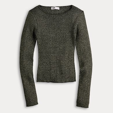 Juniors' SO® Long Sleeve Lurex Crewneck Sweater