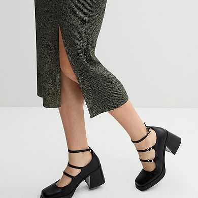 Juniors' SO® Rib Lurex Midi Slit Sweater Skirt