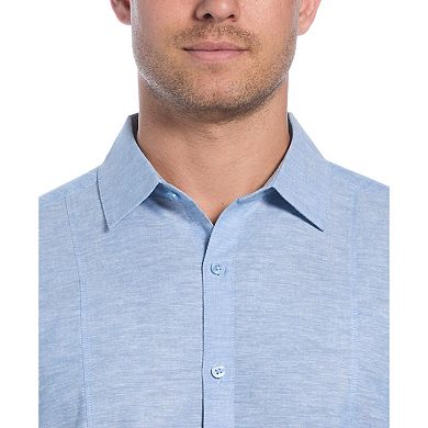 Men's Cubavera Linen Blend Tuck Panel Long Sleeve Button-Down Shirt