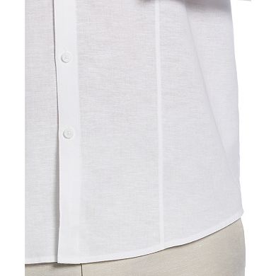 Men's Cubavera Linen Blend Tuck Panel Long Sleeve Button-Down Shirt