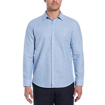 Men's Cubavera Linen Blend Tuck Panel Long Sleeve Button-Down Shirt
