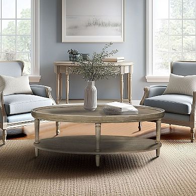 Martha Stewart Ayanna Oval Coffee Table with Shelf