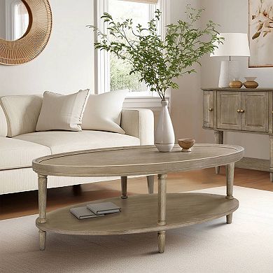 Martha Stewart Ayanna Oval Coffee Table with Shelf