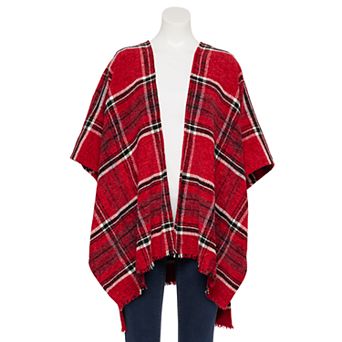 Women's Nine West Overscale Plaid Chenile Topper