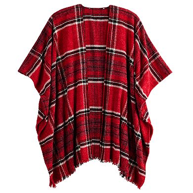 Women's Nine West Overscale Plaid Chenile Topper