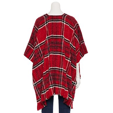 Women's Nine West Overscale Plaid Chenile Topper