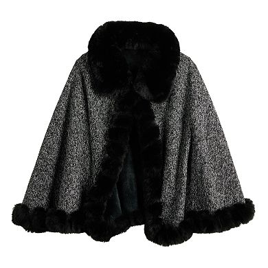 Women's Nine West Faux Fur Trimmed Cape