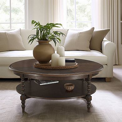Martha Stewart Philippe Round Coffee Table with Shelf