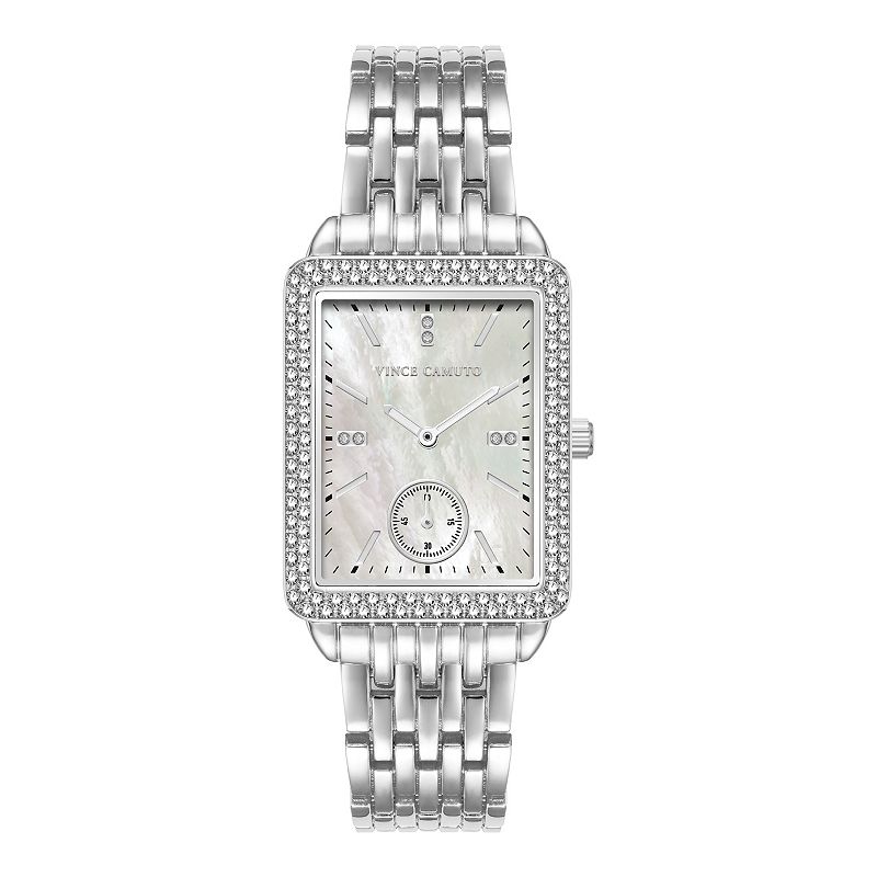 Vince Camuto Women's Mother-of-Pearl Dial Crystal Watch, Size: 29 mm, Silver Tone