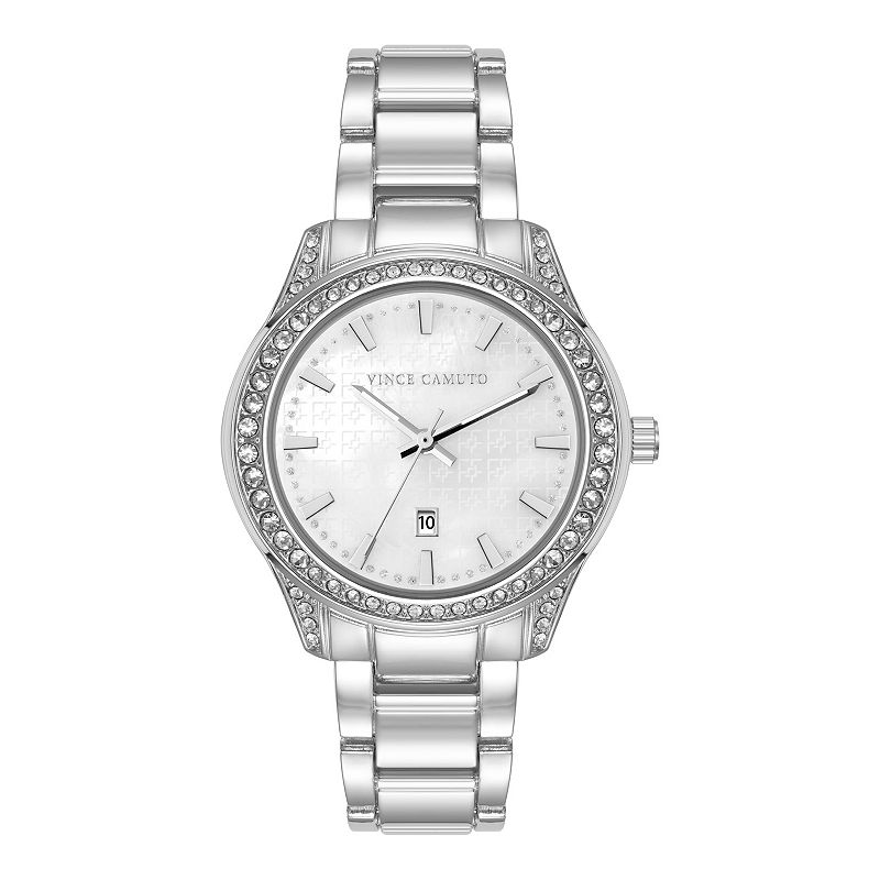 Vince Camuto Women's Mother-of-Pearl & Crystal Two-Tone Bracelet Watch, Size: 36MM, Silver Tone