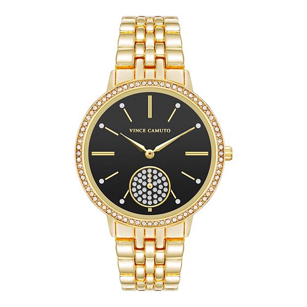 Vince Camuto Women s Black Dial Gold Tone Bracelet Watch