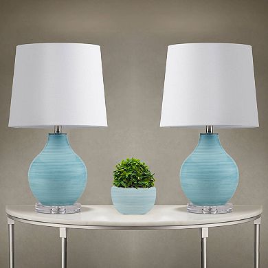 Hampton Hill Maelle Blue Aqua Swirl Blown Glass Table Lamp