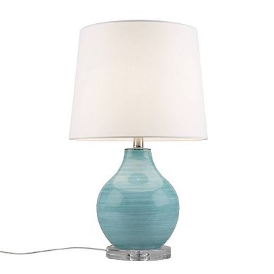 Hampton Hill Maelle Blue Aqua Swirl Blown Glass Table Lamp