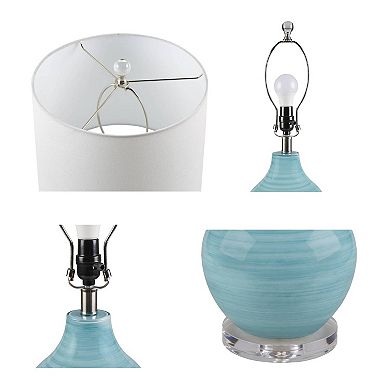 Hampton Hill Maelle Blue Aqua Swirl Blown Glass Table Lamp