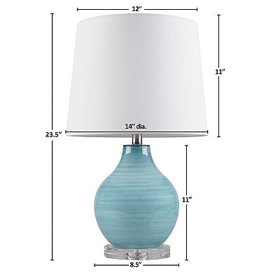 Hampton Hill Maelle Blue Aqua Swirl Blown Glass Table Lamp
