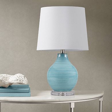 Hampton Hill Maelle Blue Aqua Swirl Blown Glass Table Lamp