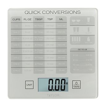 Taylor 11-lb. Glass Kitchen Scale with Measurement Conversion Chart