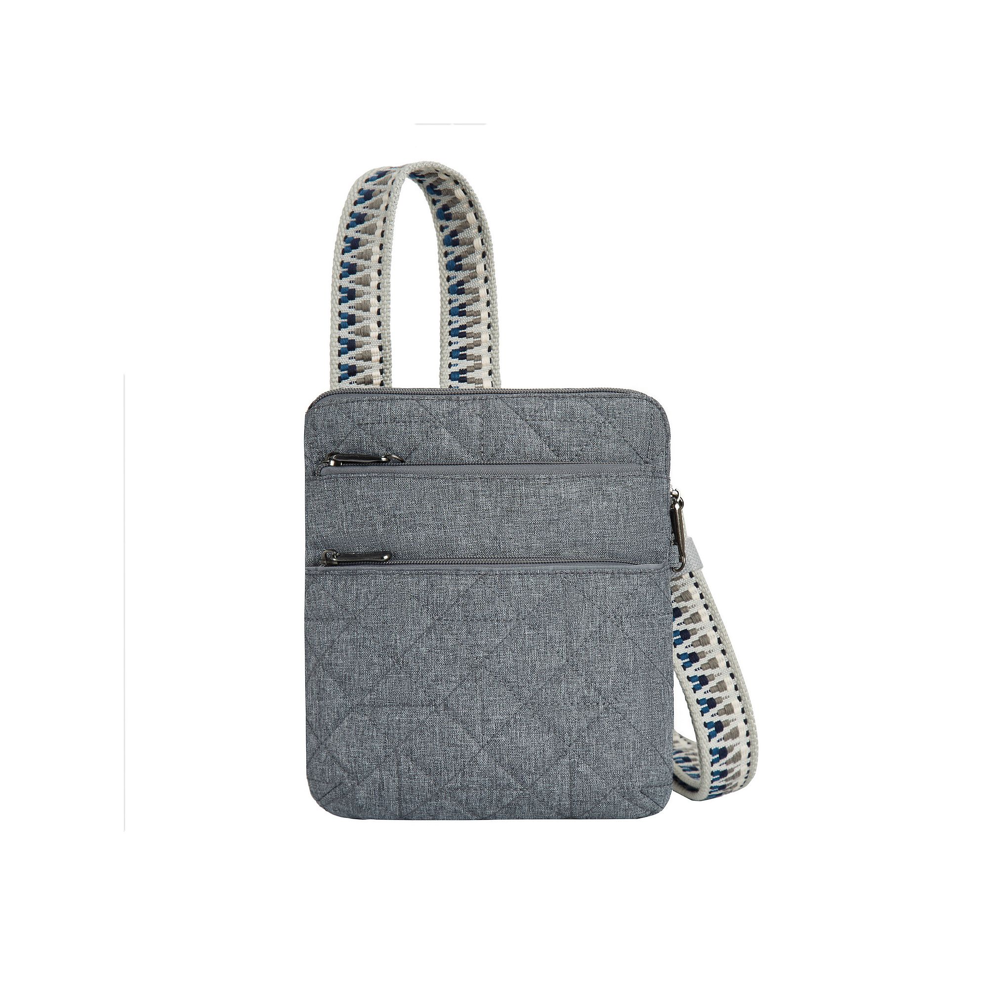 Travelon Anti-Theft Boho Slim Crossbody Bag, Gray Grey