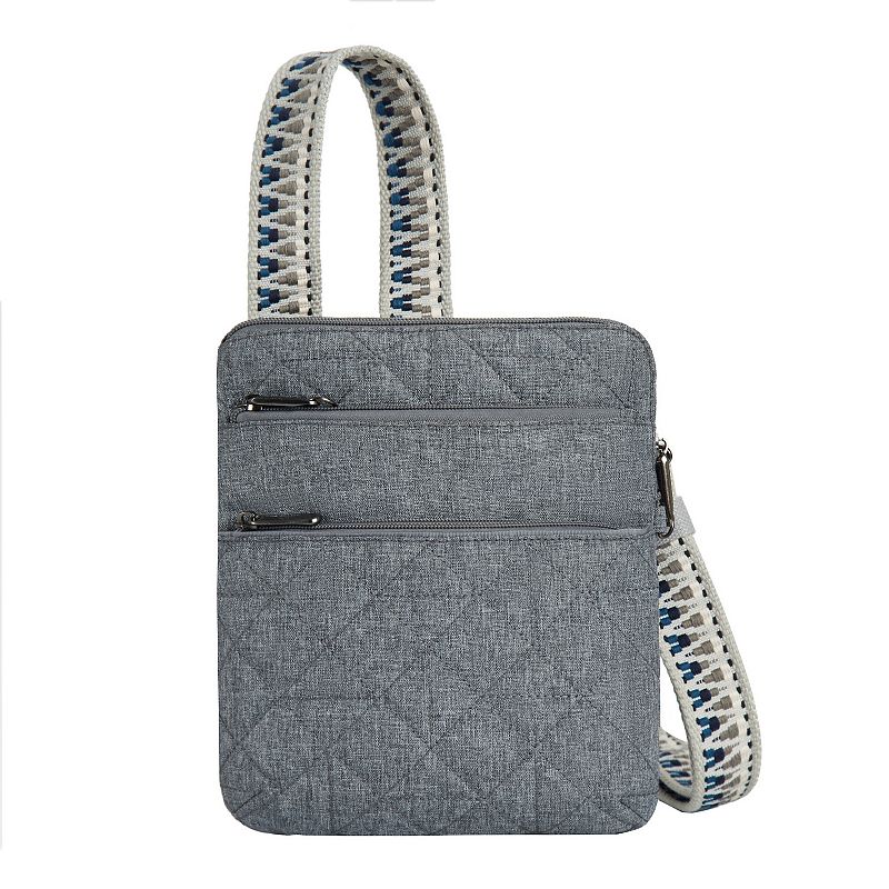 Travelon Anti-Theft Boho Slim Crossbody Bag, Gray Grey