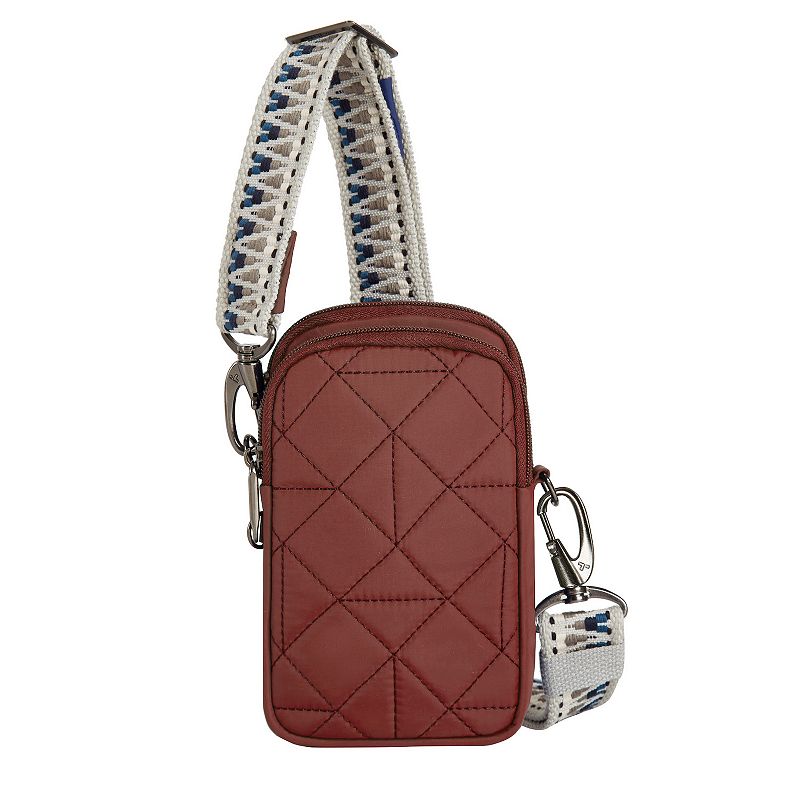 Travelon Anti-Theft Boho 2-Compartment Crossbody Phone Bag, Red