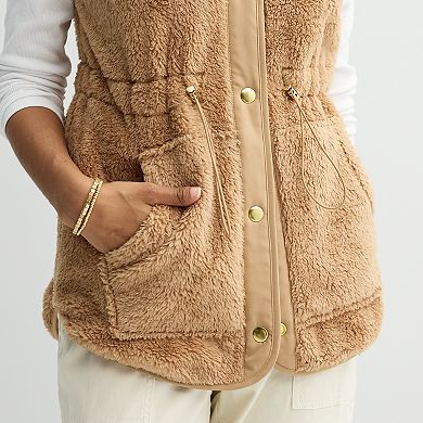 Women's Sonoma Goods For Life Sherpa Snap-Through Vest