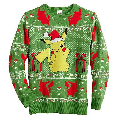 Boys 8-20 Pokemon Pikachu Holiday Intarsia Graphic Sweater