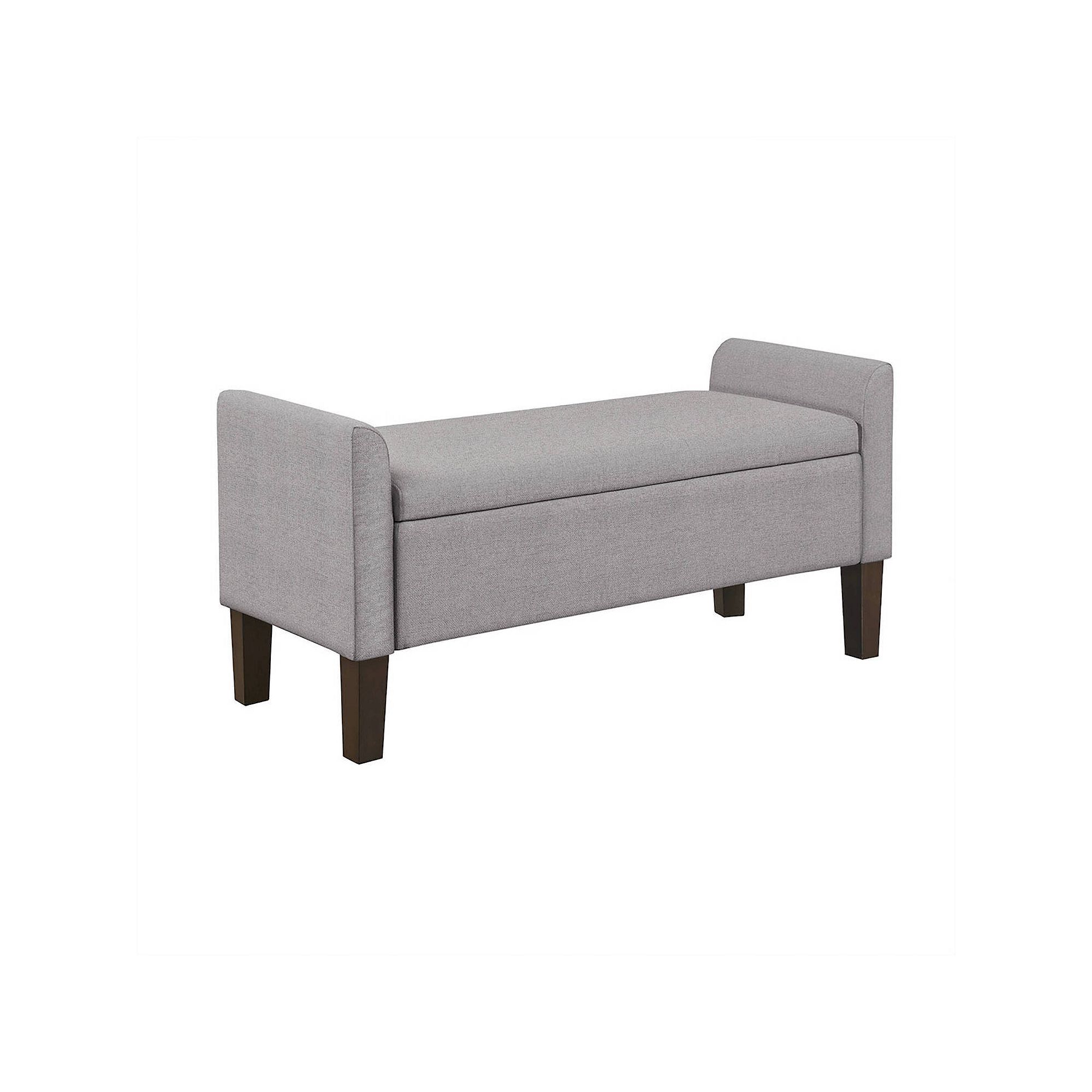 510 Design Blaire Flip-Top Upholstered Storage Bench, Light Gray