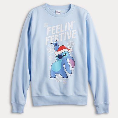 Disney's Lilo & Stitch Feelin' Festive Santa Hat And Snowflakes Juniors' Graphic Pullover