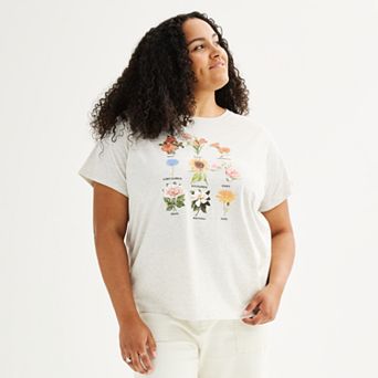 Plus Size Array Of Flowers Graphic Tee