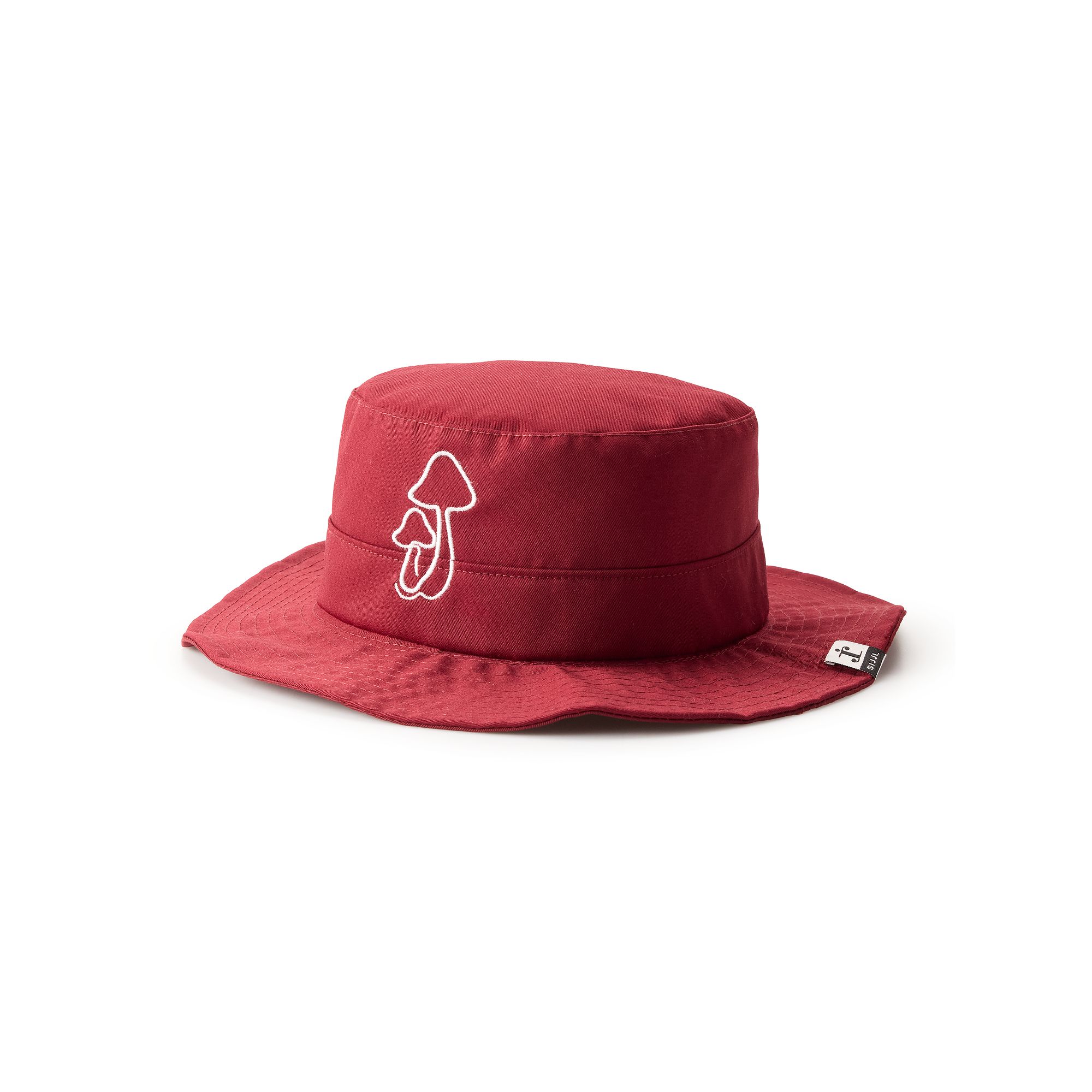 Womens SIJJL Wild Mushrooms Embroidered Maroon Sun Hat