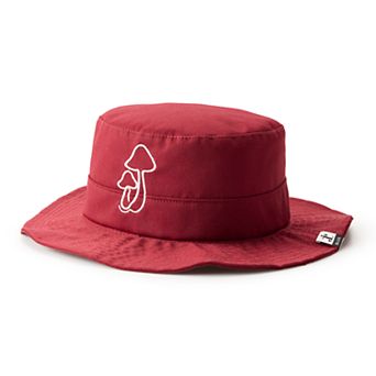 Women's SIJJL Wild Mushrooms Embroidered Maroon Sun Hat