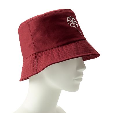 Women's SIJJL Flower Embroidered Maroon Bucket Hat