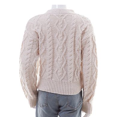 Girls 7-16 Mini Society Cable Knit Sparkle Cardigan