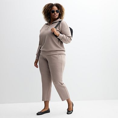 Plus Size Industry Long Sleeve Quarter Zip Pullover Sweater