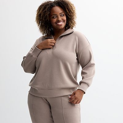 Half zip pullover women's plus size hotsell