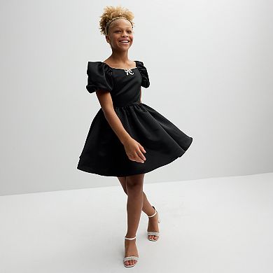 Girls 7-16 Rare Editions Satin Dress with Bow Trim