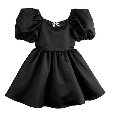 Girls 7-16 Rare Editions Satin Dress with Bow Trim