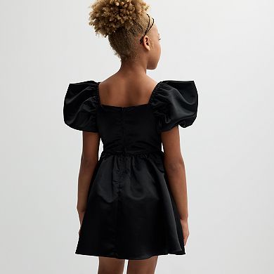 Girls 7-16 Rare Editions Satin Dress with Bow Trim