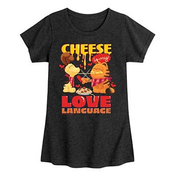 Girls 7-16 Garfield The Movie Cheese Love Language Graphic Tee