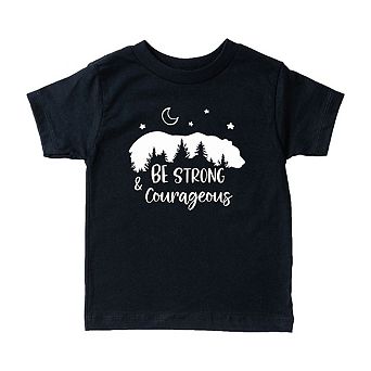Be Strong And Courageous Bear Trees Toddler Short Sleeve Graphic Tee