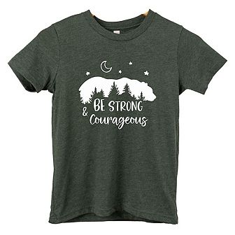 Be Strong And Courageous Bear Trees Toddler Short Sleeve Graphic Tee