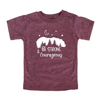 Be Strong And Courageous Bear Trees Toddler Short Sleeve Graphic Tee