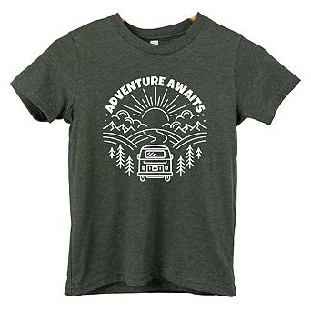 Adventure Awaits Landscape Circle With Van Toddler Short Sleeve Graphic Tee