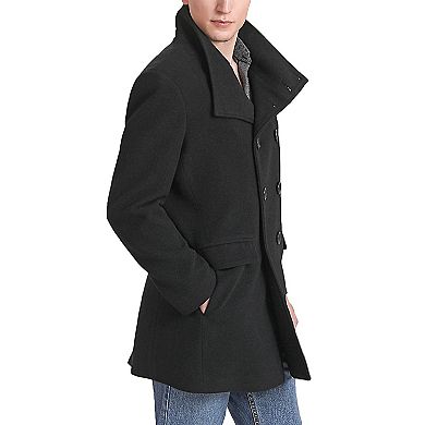 Men's Landing Leathers Wing Collar City Wool Blend Pea Coat
