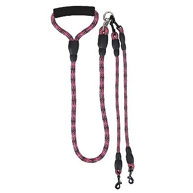 No-tangle Reflective Double Dogs Leash Walking Leash With Swivel Coupler And Padded Handle