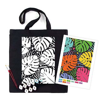 Eco-friendly Cotton Ecobag Coloring Kit Tropical Leaves (220 Gsm, 38x42 Cm), Rosatalent