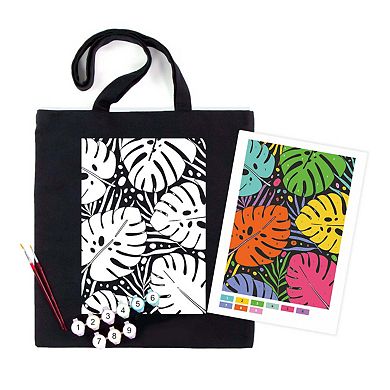 ROSA Talent Cotton Tote Bag Coloring Kit - Tropical Leaves DIY Fabric Paint Set